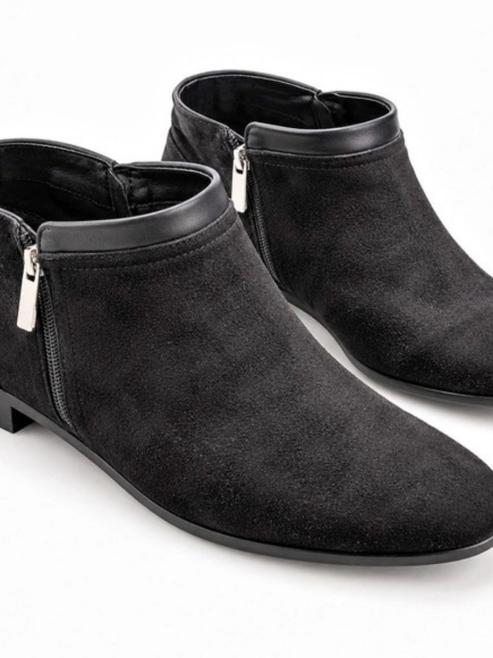 Comfortview Black Ankle Boots Silver Zippers